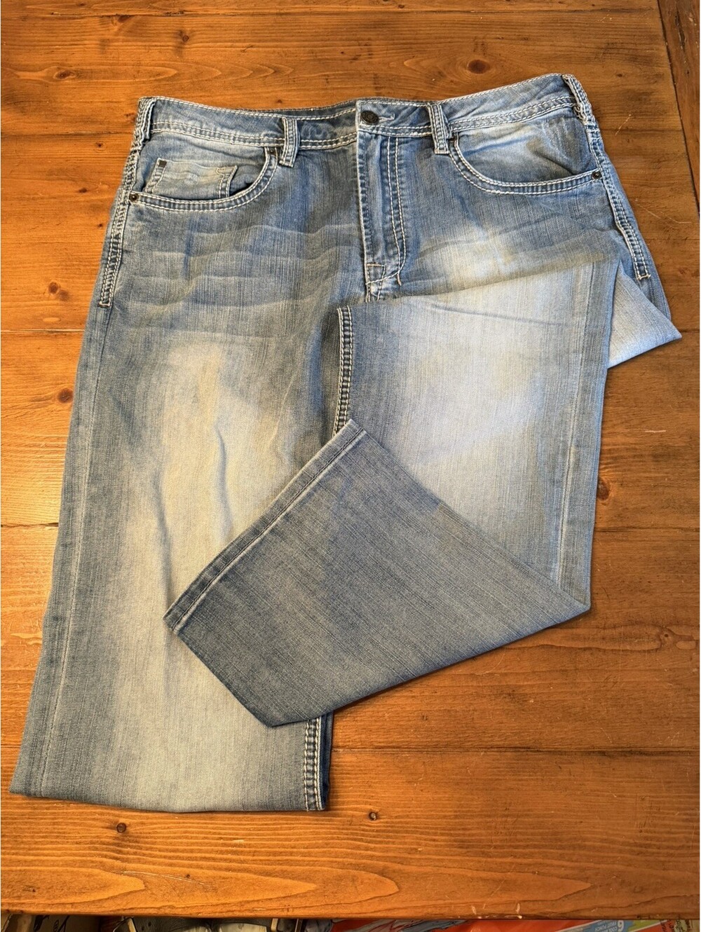 Buffalo David Bitton Driven-X Straight Stretch Jeans Blue 34x30 Mens White Label